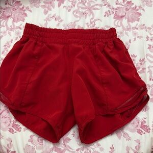 Varsity Red Athletic Shorts with Elastic Waistband